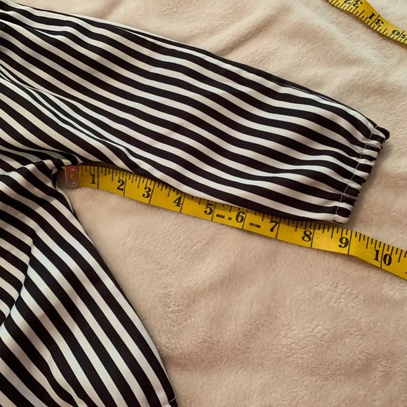 Black and Grayish/Ivory Paper Bag Waist Pants - Picture 13 of 15